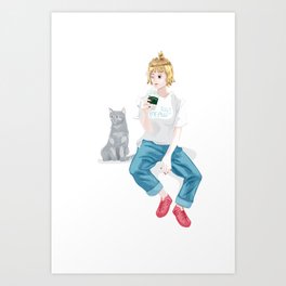 WITH MY CAT Art Print