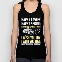 Happy Easter, Happy Spring | Poem Artwork | Dusty Pink, White, Yellow Tank Top