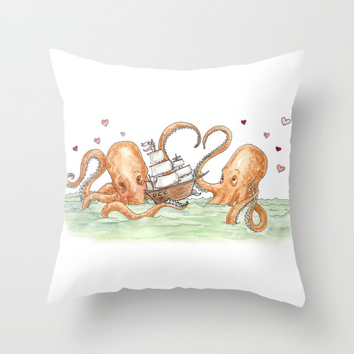 Octopus Valentine  Throw Pillow