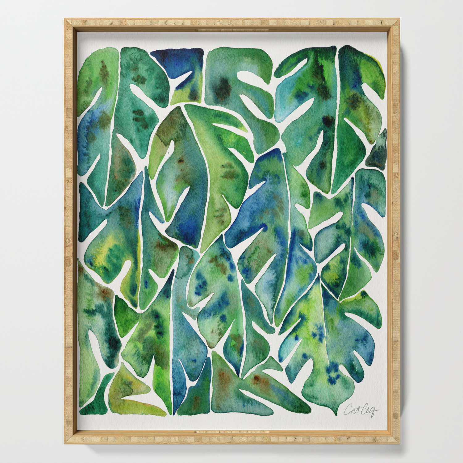 Split Leaf Philodendron Green Serving Tray By Catcoq Society6