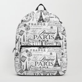 Vintage Paris Black And White Nostalgic Pattern Backpack