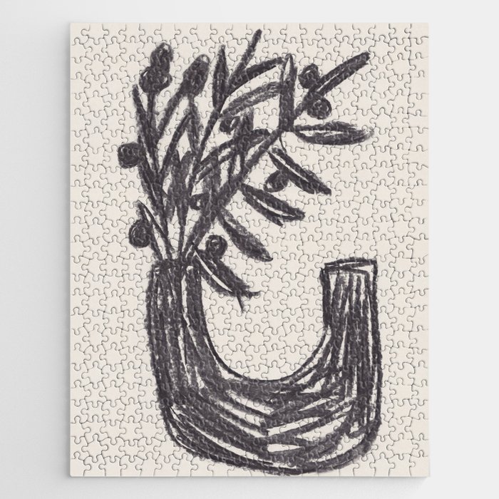 Charcoal florals #2 Jigsaw Puzzle