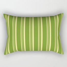 [ Thumbnail: Green and Tan Colored Stripes Pattern Rectangular Pillow ]