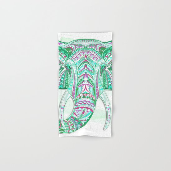 Sea Green Ethnic Elephant Hand & Bath Towel