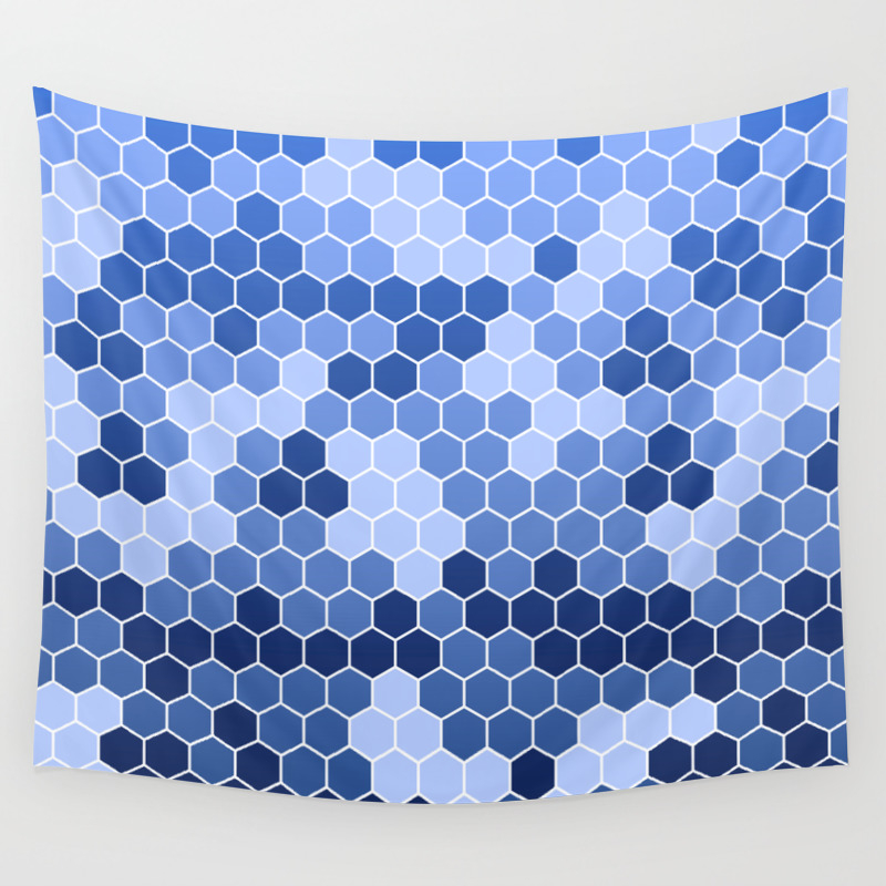 Honeycomb Blue Pattern Geometric Shapes Home Decor Sapphire