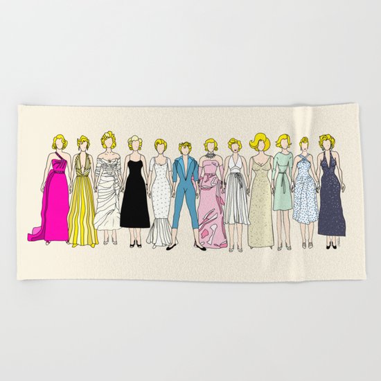 Marilyn Fashion Vintage Retro in Cream Beach Towel