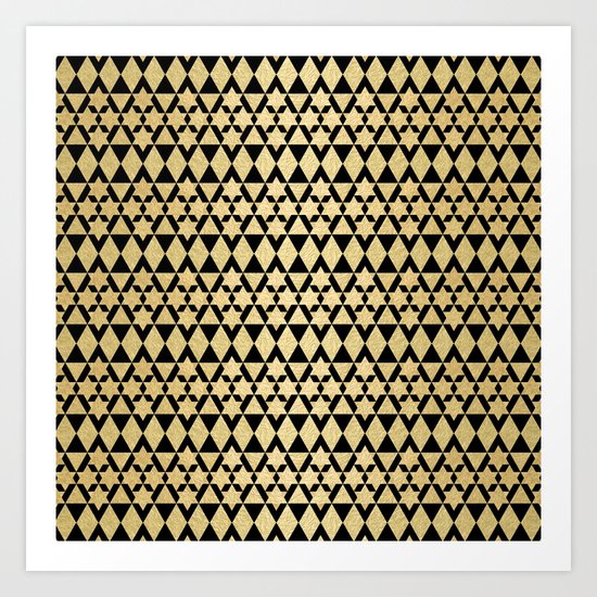 Black and Gold Geometric Pattern 4 Art Print