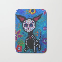 Dia de los Muertos Chihuahua Mexican Painting Bath Mat