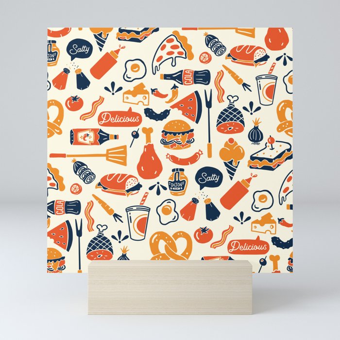 Cool, Fun & Colorful Retro Diner Pattern Mini Art Print