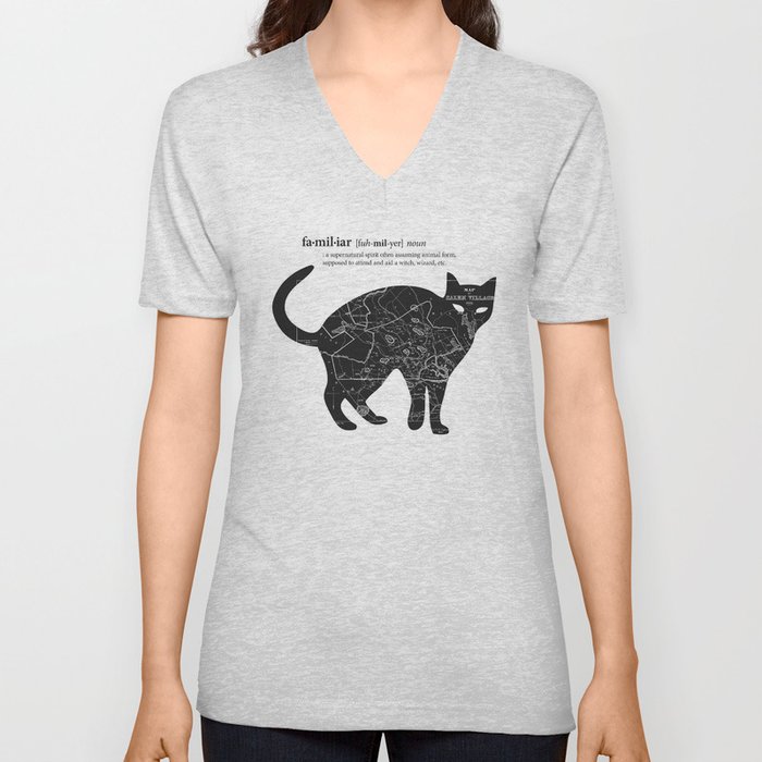 A Familiar Black Cat V Neck T Shirt