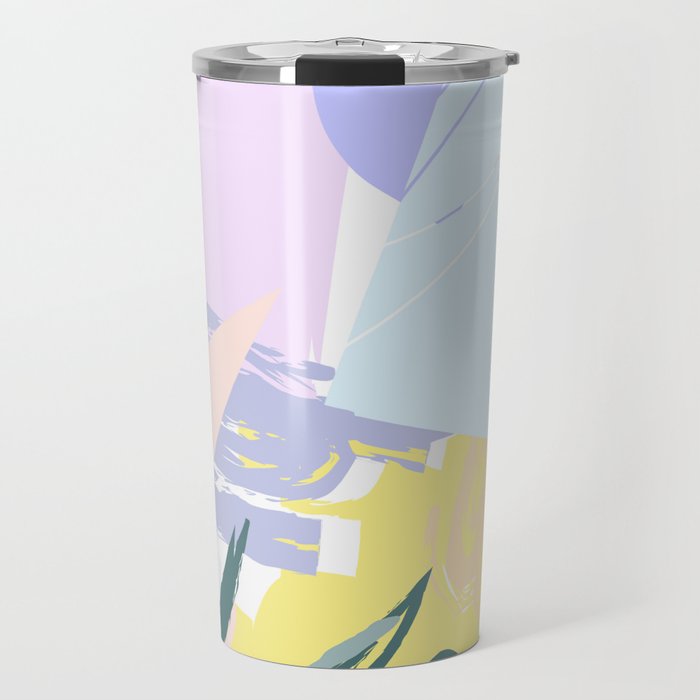 Pastel Collage Palms Travel Mug