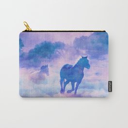 Horses run Carry-All Pouch | Horses, Nature, Painting, Trees, Run, White, Fog, Horse, Fairytale, Lightblue 