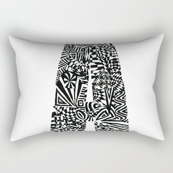Alphabet Letter A Impact Bold Abstract Pattern (ink drawing) Rectangular Pillow