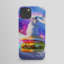 Rainbow Space Hamster Riding Burger iPhone Case