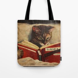 Cat Poster Reading Makes Me Feel Less Murdery, Reading Poster, Book Lover Gift Tote Bag
