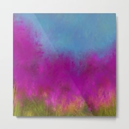 Wildflowers, Impressionist landscape of flowers, grass and sky Metal Print | Impressionism, Modernimpressionism, Flowers, Painting, Landscape, Sky, Acrylic, Garden, Abstract, Abstraction 