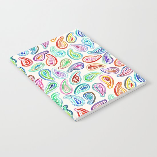 Simple Hand Painted Watercolor Paisley Pattern Notebook
