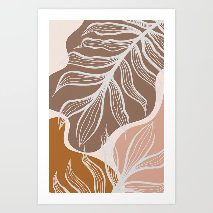 Organic Shapes & Palm Leaves Art Print