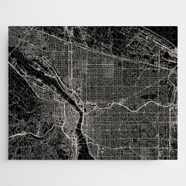 PORTLAND USA - Black and White City Map Jigsaw Puzzle