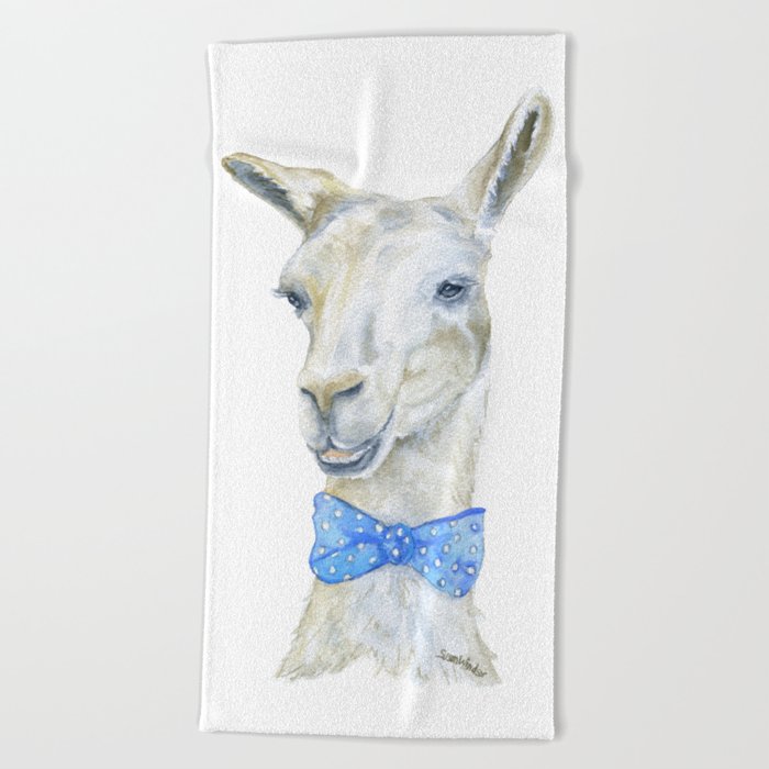 Llama With A Bow Tie Watercolor Beach Towel By Susanwindsor Society6 Llama With A Bow Tie Watercolor Beach Towel
