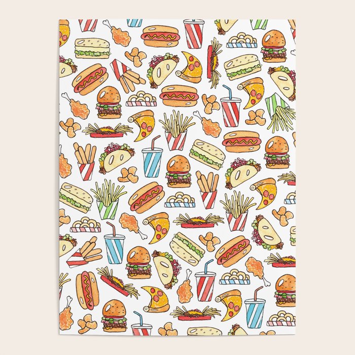 Cute Junk Food Fast Food Pattern Poster By Faridaartseyam Society6 Junk food vs healthy food which is more healthier broccoli vs french fries healthy foo. cute junk food fast food pattern poster by faridaartseyam