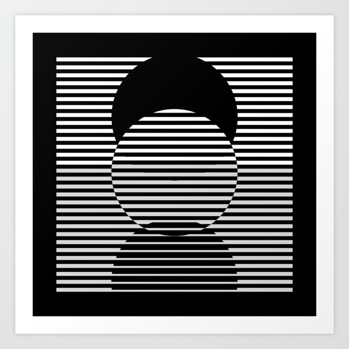 Optical Hypnotic Illusion 2 - Black & White Art Print