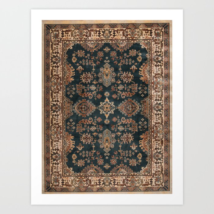 Antique Black and brown carpet Art Print