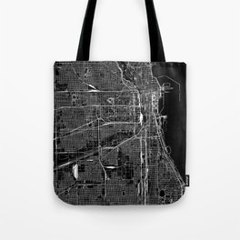 Chicago Black Map Tote Bag
