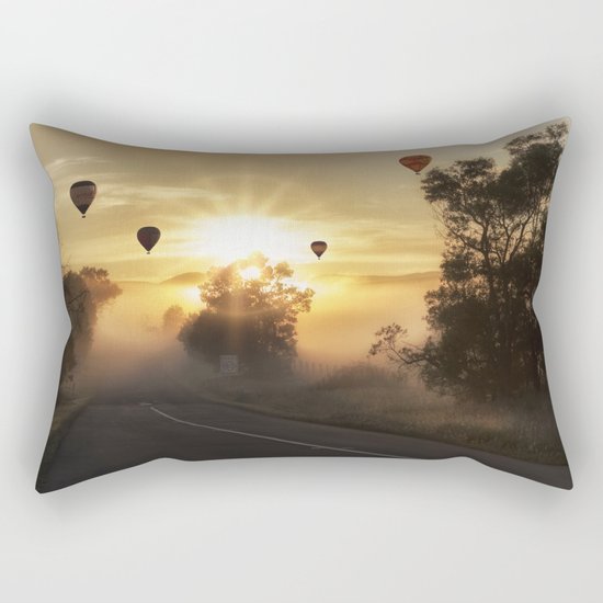 Hot Air Balloons on a Foggy Morning Rectangular Pillow