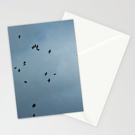Flock of Ravens Flying Birds Clouds Sky Stationery Card