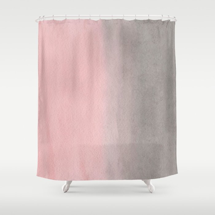 Grant Watercolor Pink Gray Shower, Pink And Gray Shower Curtains