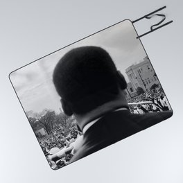 Civil Rights Selma to Montgomery, African American Rights March, March 65 black and white photograph Picnic Blanket