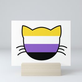 Non-Binary Flag Cat Mini Art Print