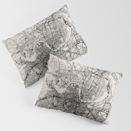 Nashville, Tennessee - City Map - USA - Black and White Pillow Sham