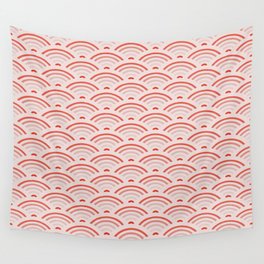 Japanese wave pattern - shades of orange Wall Tapestry