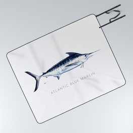 Atlantic Blue Marlin Scientific Illustration, Watercolor, Fish, Ocean fish, billfish Picnic Blanket