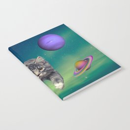 Cat on a Space Beach 4 Notebook