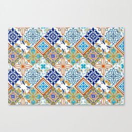 Tiles,mosaic,azulejo,quilt,Portuguese,majolica Canvas Print
