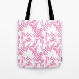 Pink Silhouette Fern Leaves Pattern Tote Bag