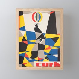 Cyrk Ball Balancing Seal 1961 Polish Circus Poster, Gawor Framed Mini Art Print