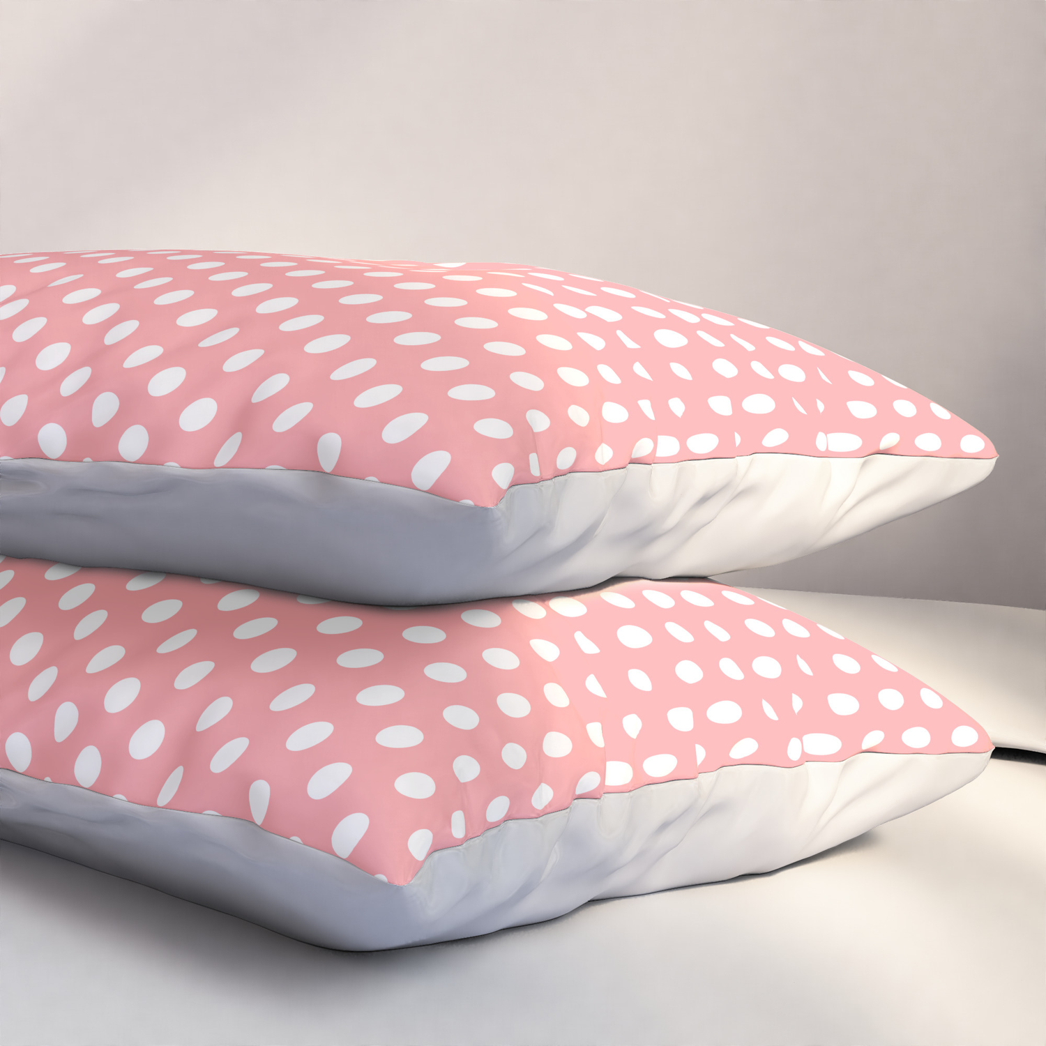 Society6 Pink & White Polka Dots by Christyne on Pillow Sham Cotton King Set of 2 