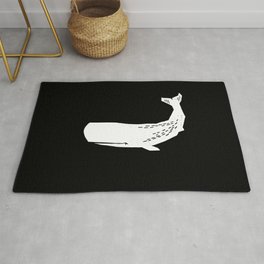 Whale sperm whale ocean life black and white linocut minimal art Area & Throw Rug