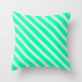 [ Thumbnail: Green & Lavender Colored Lined Pattern Throw Pillow ]