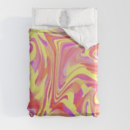 Pink and Yellow Wavy Grunge Duvet Cover