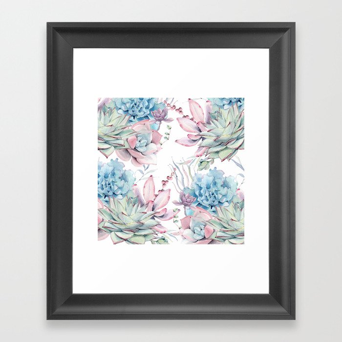 Pretty Pastel Succulents Garden 2 Framed Art Print
