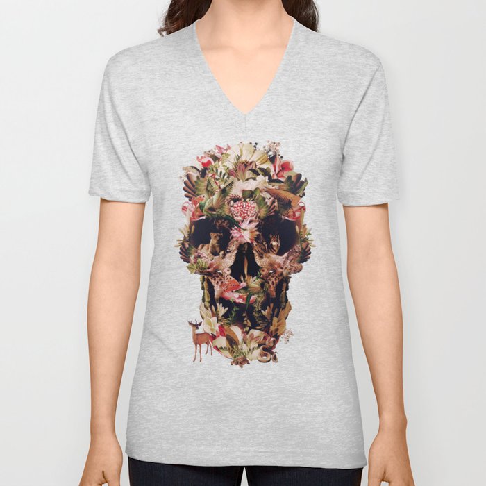 Jungle Skull V Neck T Shirt