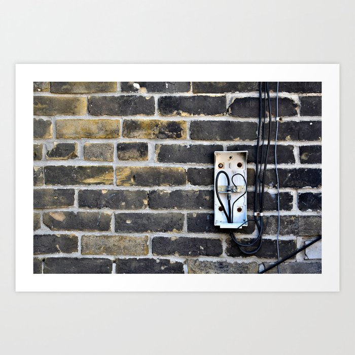 Rustic City Brick Wall with Electrical Box and Wires Art Print
