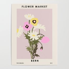 Flower market, Bern, Abstract botanical art Poster