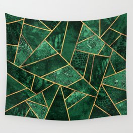 Deep Emerald Wandbehang | Pattern, Graphicdesign, Digital, Abstract, Geometry, Emerald, Lines, Green, Geometric, Modern 