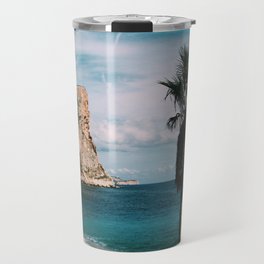 Spain Photography - Beautiful Beach Surrounded By Palm Trees And Hills  Travel Mug